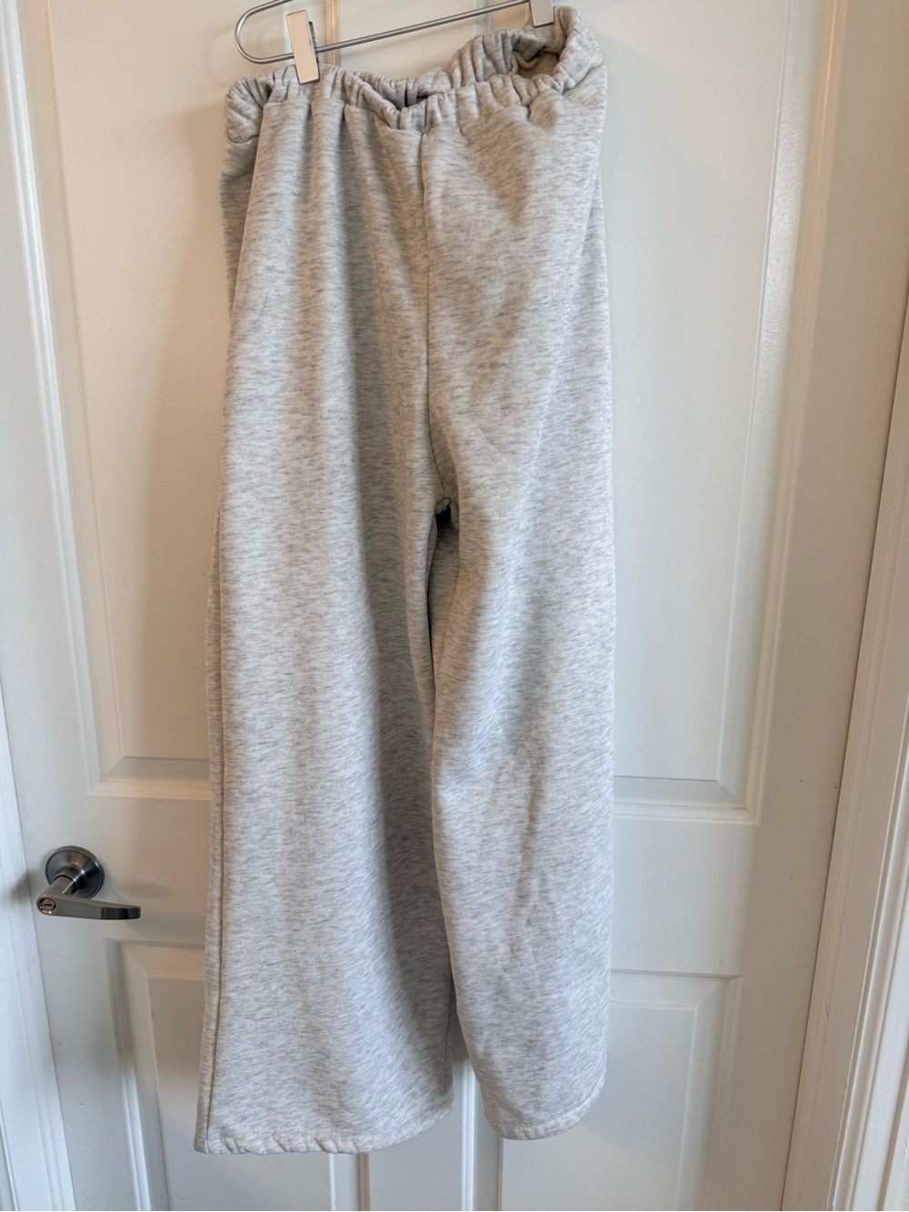 Wide Leg Cozy Knit Pants in Light Gray